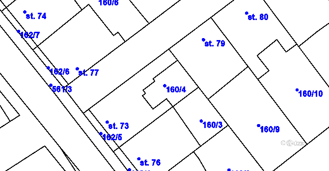 Parcela st. 160/4 v KÚ Blšany u Loun, Katastrální mapa