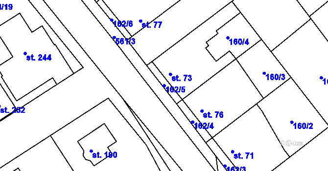 Parcela st. 162/5 v KÚ Blšany u Loun, Katastrální mapa