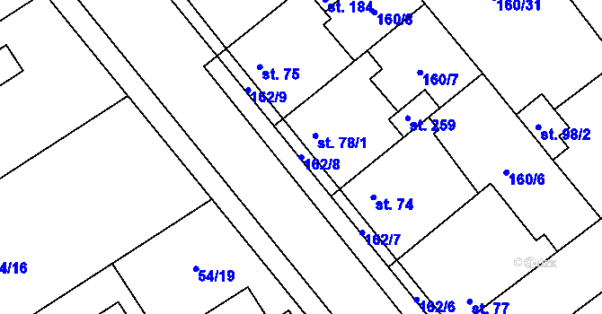 Parcela st. 162/8 v KÚ Blšany u Loun, Katastrální mapa