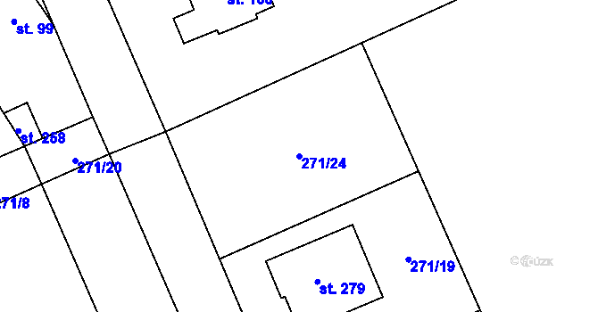 Parcela st. 271/24 v KÚ Blšany u Loun, Katastrální mapa