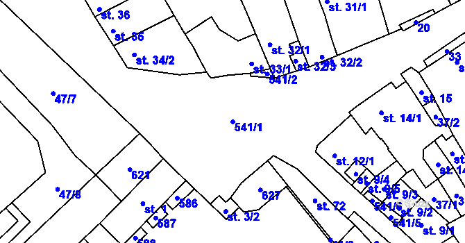 Parcela st. 541/1 v KÚ Blšany u Loun, Katastrální mapa