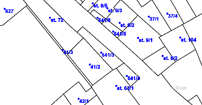 Parcela st. 541/3 v KÚ Blšany u Loun, Katastrální mapa