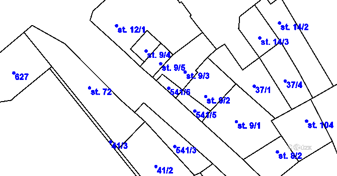 Parcela st. 541/6 v KÚ Blšany u Loun, Katastrální mapa