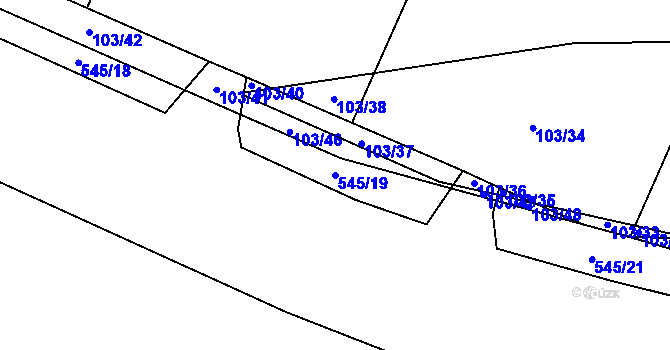 Parcela st. 545/19 v KÚ Blšany u Loun, Katastrální mapa