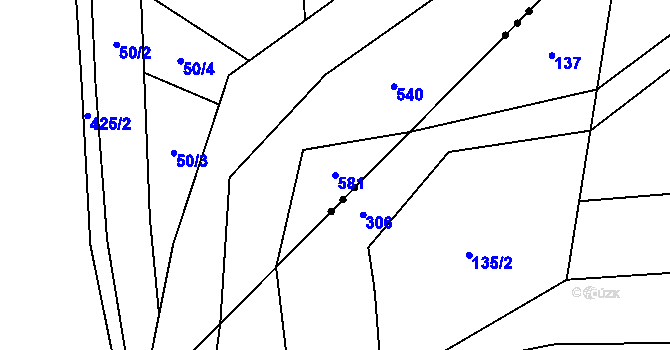 Parcela st. 581 v KÚ Blšany u Loun, Katastrální mapa