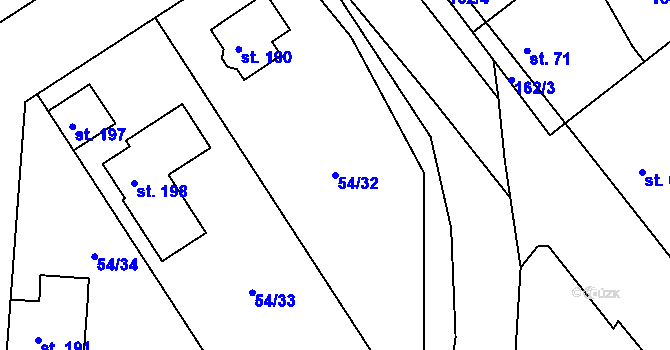 Parcela st. 54/32 v KÚ Blšany u Loun, Katastrální mapa