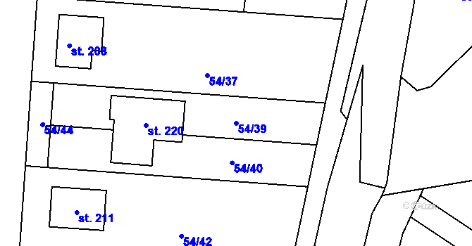 Parcela st. 54/39 v KÚ Blšany u Loun, Katastrální mapa