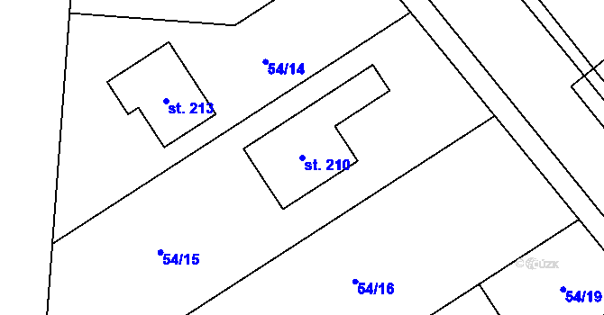 Parcela st. 210 v KÚ Blšany u Loun, Katastrální mapa