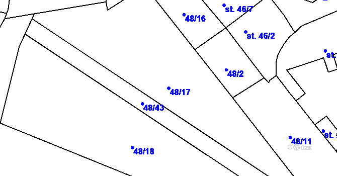Parcela st. 48/17 v KÚ Blšany u Loun, Katastrální mapa