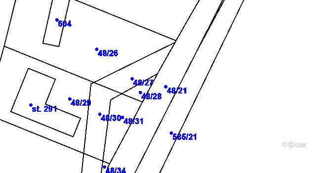 Parcela st. 48/21 v KÚ Blšany u Loun, Katastrální mapa