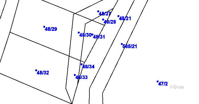 Parcela st. 48/25 v KÚ Blšany u Loun, Katastrální mapa