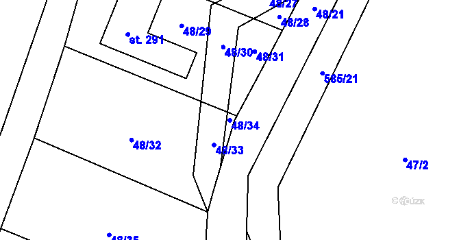 Parcela st. 48/34 v KÚ Blšany u Loun, Katastrální mapa