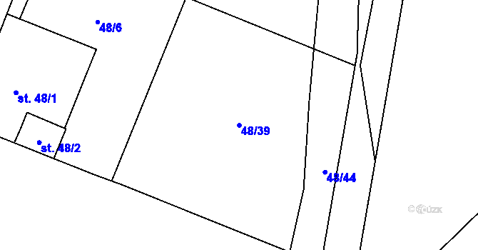 Parcela st. 48/39 v KÚ Blšany u Loun, Katastrální mapa