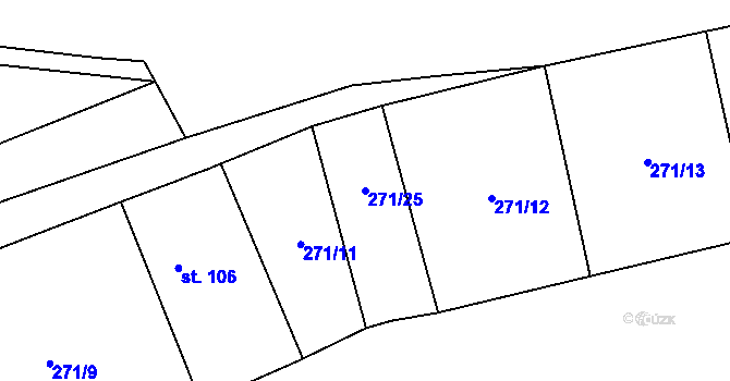 Parcela st. 271/25 v KÚ Blšany u Loun, Katastrální mapa