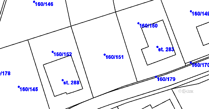 Parcela st. 160/151 v KÚ Blšany u Loun, Katastrální mapa