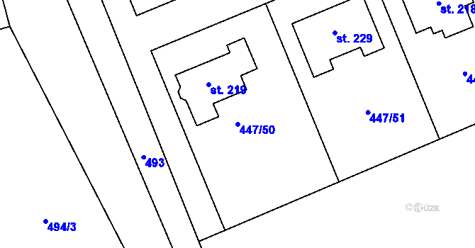 Parcela st. 447/50 v KÚ Blšany u Loun, Katastrální mapa