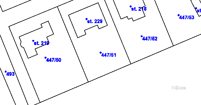 Parcela st. 447/51 v KÚ Blšany u Loun, Katastrální mapa