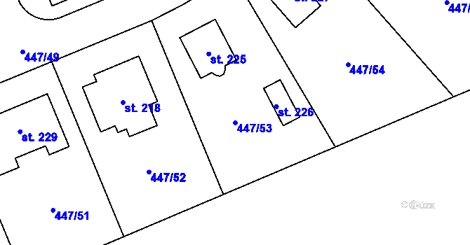 Parcela st. 447/53 v KÚ Blšany u Loun, Katastrální mapa