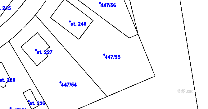Parcela st. 447/55 v KÚ Blšany u Loun, Katastrální mapa