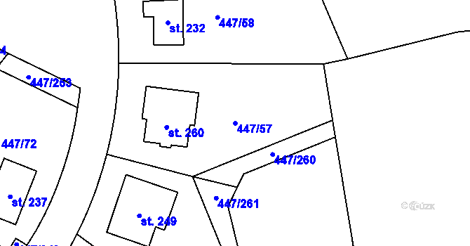 Parcela st. 447/57 v KÚ Blšany u Loun, Katastrální mapa