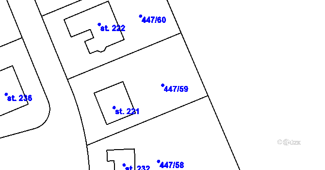 Parcela st. 447/59 v KÚ Blšany u Loun, Katastrální mapa
