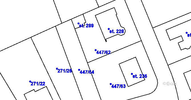 Parcela st. 447/62 v KÚ Blšany u Loun, Katastrální mapa