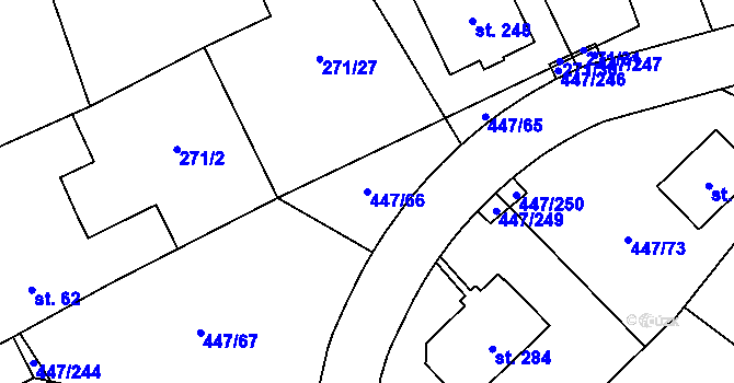 Parcela st. 447/66 v KÚ Blšany u Loun, Katastrální mapa