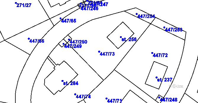 Parcela st. 447/73 v KÚ Blšany u Loun, Katastrální mapa