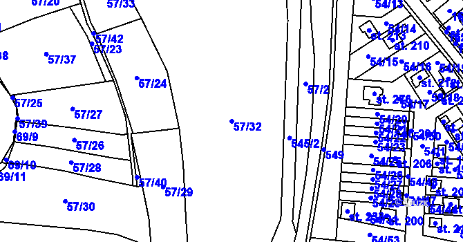 Parcela st. 57/32 v KÚ Blšany u Loun, Katastrální mapa
