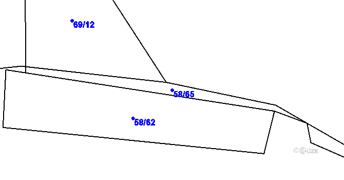 Parcela st. 58/65 v KÚ Blšany u Loun, Katastrální mapa