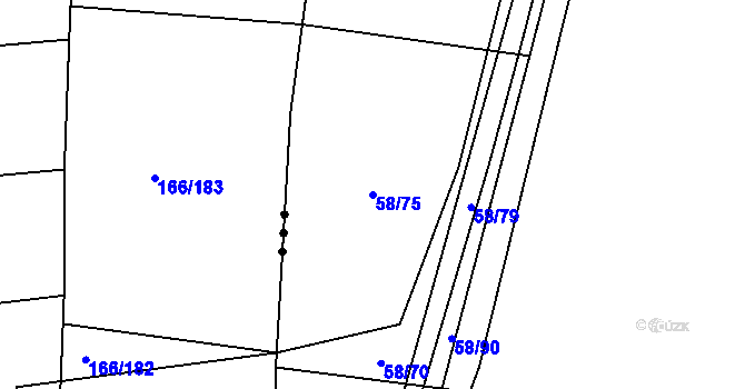 Parcela st. 58/75 v KÚ Blšany u Loun, Katastrální mapa