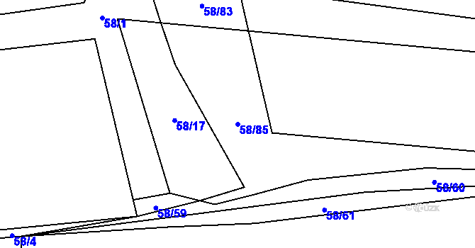 Parcela st. 58/85 v KÚ Blšany u Loun, Katastrální mapa