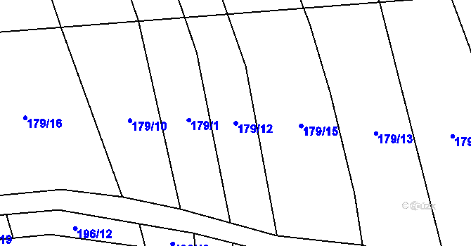 Parcela st. 179/12 v KÚ Blšany u Loun, Katastrální mapa