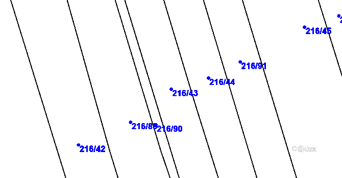Parcela st. 216/43 v KÚ Blšany u Loun, Katastrální mapa