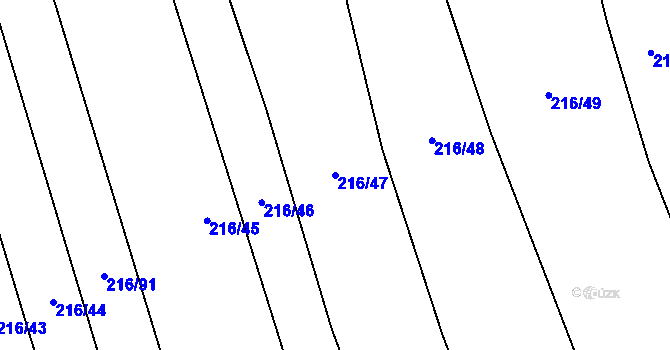 Parcela st. 216/47 v KÚ Blšany u Loun, Katastrální mapa