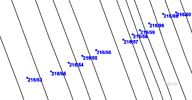 Parcela st. 216/56 v KÚ Blšany u Loun, Katastrální mapa