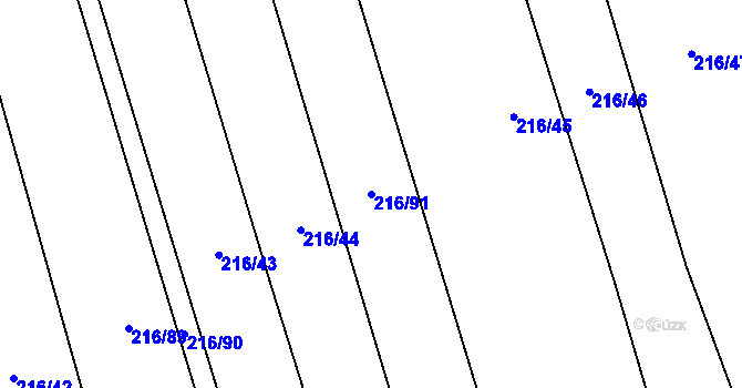 Parcela st. 216/91 v KÚ Blšany u Loun, Katastrální mapa