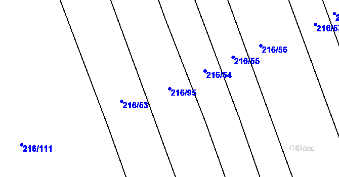 Parcela st. 216/95 v KÚ Blšany u Loun, Katastrální mapa