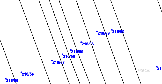 Parcela st. 216/96 v KÚ Blšany u Loun, Katastrální mapa