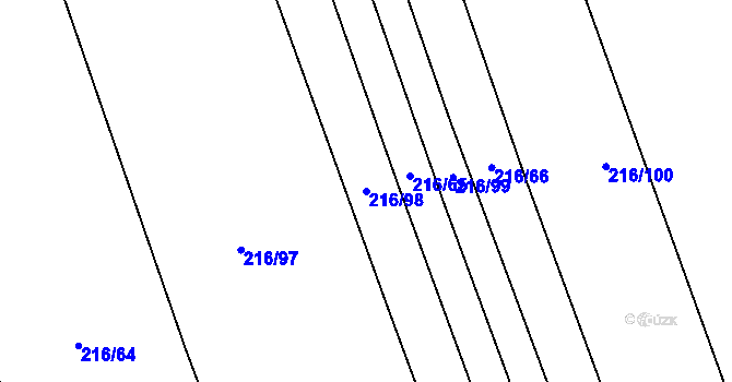 Parcela st. 216/98 v KÚ Blšany u Loun, Katastrální mapa