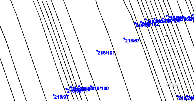 Parcela st. 216/101 v KÚ Blšany u Loun, Katastrální mapa