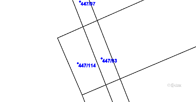 Parcela st. 447/93 v KÚ Blšany u Loun, Katastrální mapa