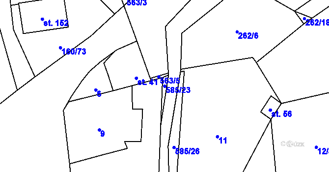 Parcela st. 585/23 v KÚ Blšany u Loun, Katastrální mapa