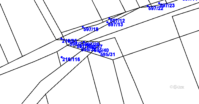 Parcela st. 595/31 v KÚ Blšany u Loun, Katastrální mapa