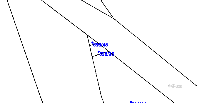Parcela st. 596/33 v KÚ Blšany u Loun, Katastrální mapa