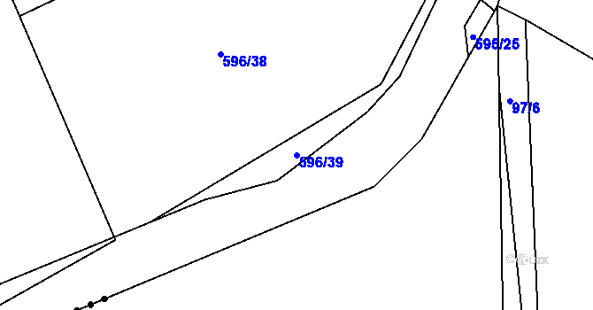 Parcela st. 596/39 v KÚ Blšany u Loun, Katastrální mapa