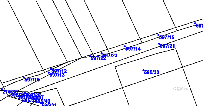 Parcela st. 597/23 v KÚ Blšany u Loun, Katastrální mapa