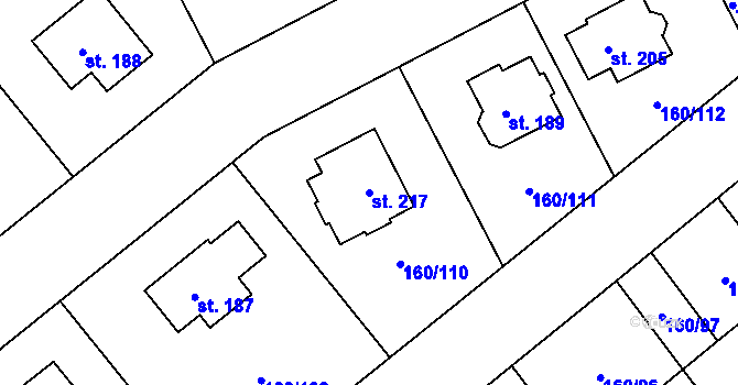 Parcela st. 217 v KÚ Blšany u Loun, Katastrální mapa