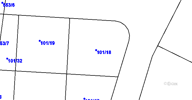Parcela st. 101/18 v KÚ Blšany u Loun, Katastrální mapa