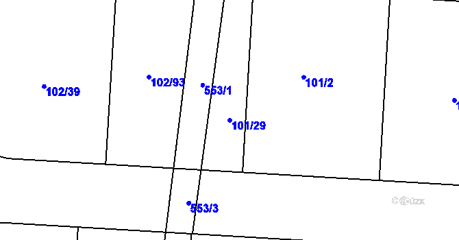 Parcela st. 101/29 v KÚ Blšany u Loun, Katastrální mapa